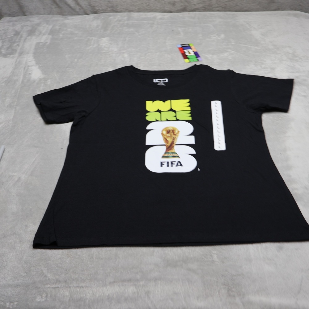 FIFA World Cup 2026 Shirt Womens Large Black Football Fan Gear Graphic $20 NEW